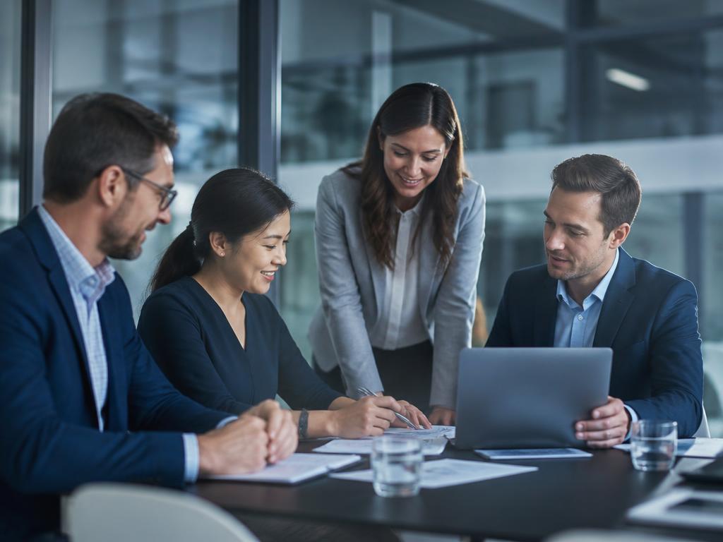 Equipe trabalhando em processos administrativos em ambiente corporativo